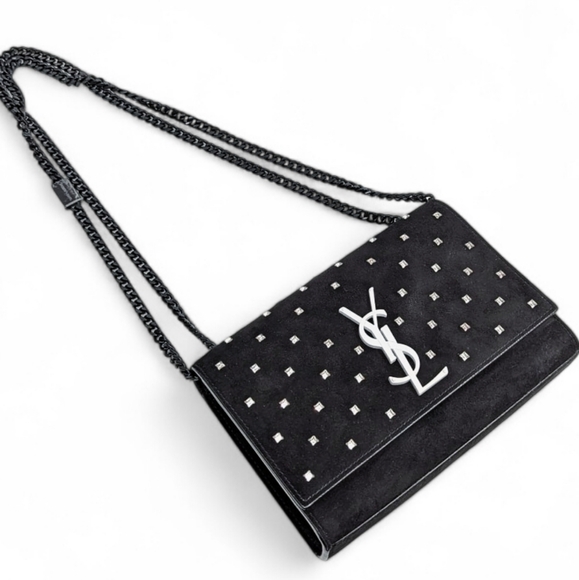 ✨️💎Authentic Saint Laurent Kate Crystal Embellished Suede & Leather Bag - Picture 7 of 16